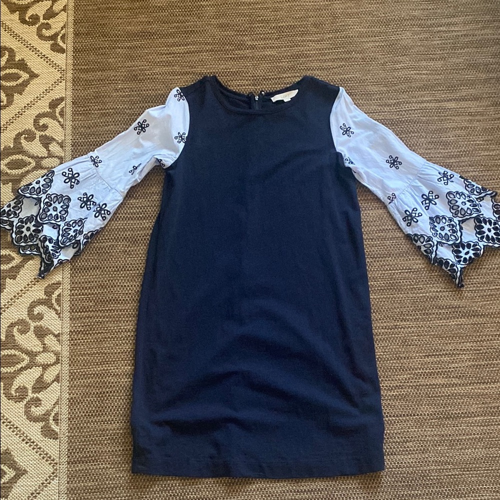 LOFT Blue Sheath Dress with Bell Sleeves